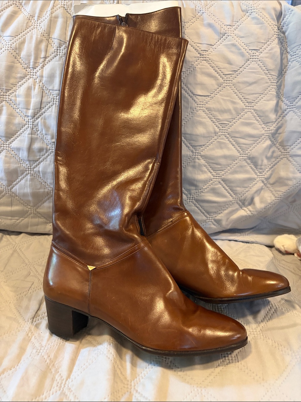 Vintage Ferragamo Knee-High Leather Boots in Brown